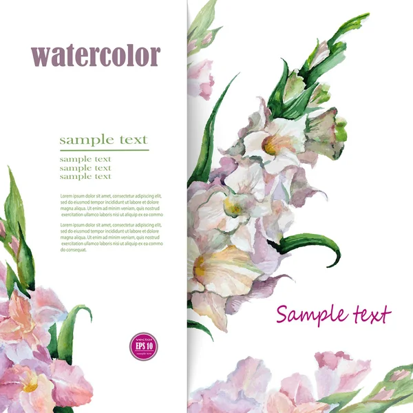 Beautiful card background for text with hand painted flower — ストックベクタ