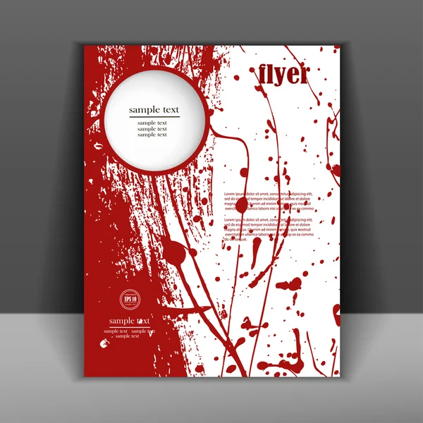 Folleto o folleto con salpicaduras de pintura roja — Archivo Imágenes Vectoriales