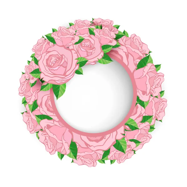 Corona di rose striscione — Vettoriale Stock