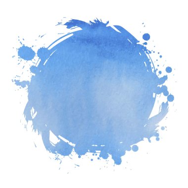 Sulu Boya leke mavi zemin ile düğün davetiye kartı. Vektör çizim.