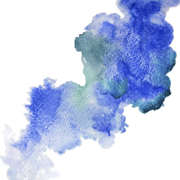 Mancha azul, aquarela abstrato pintado à mão fundo — Vetor de Stock