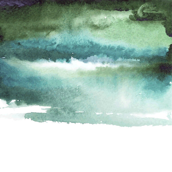 green watercolor blue background
