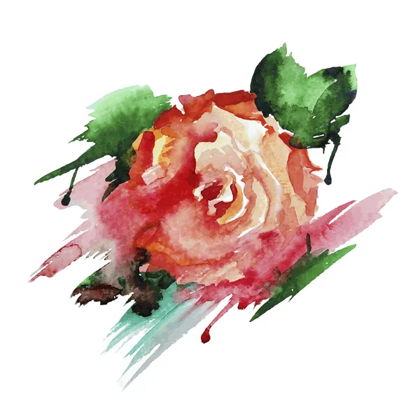 Rose, aquarelle dessinée à la main — Image vectorielle