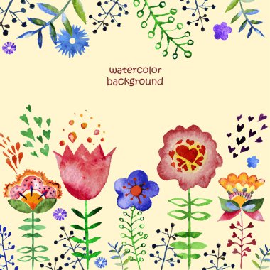 vektör kompozisyon oldukça suluboya çiçekli