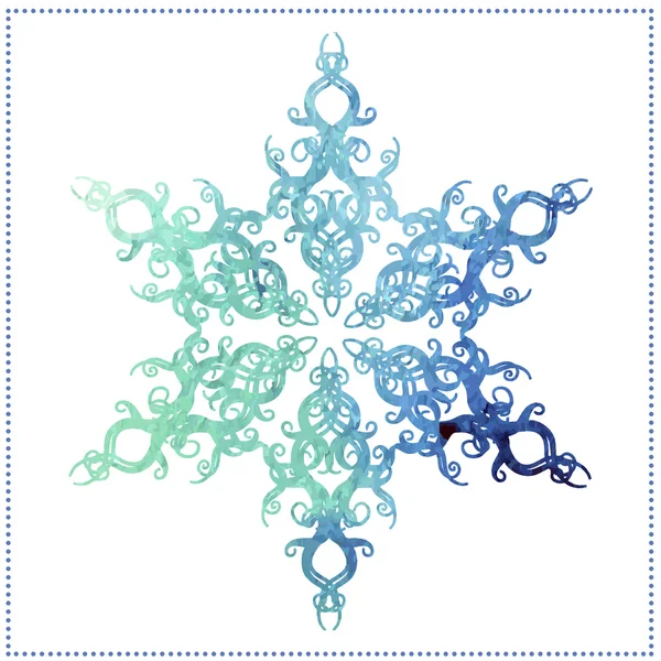 Watercolor elegant snowflake on a white background — Stock Vector