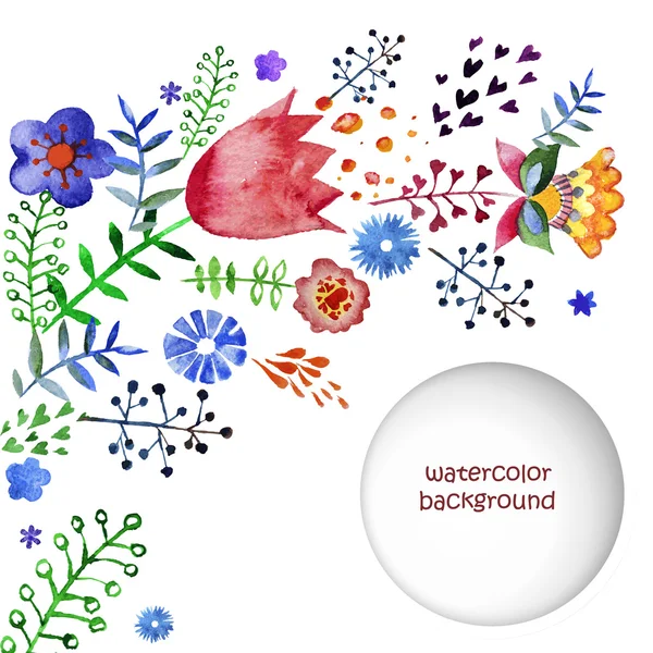 Composizione con graziosi fiori ad acquerello — Vettoriale Stock