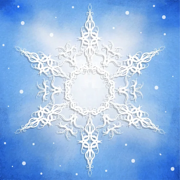 Bellissimi fiocchi di neve su sfondo acquerello — Vettoriale Stock