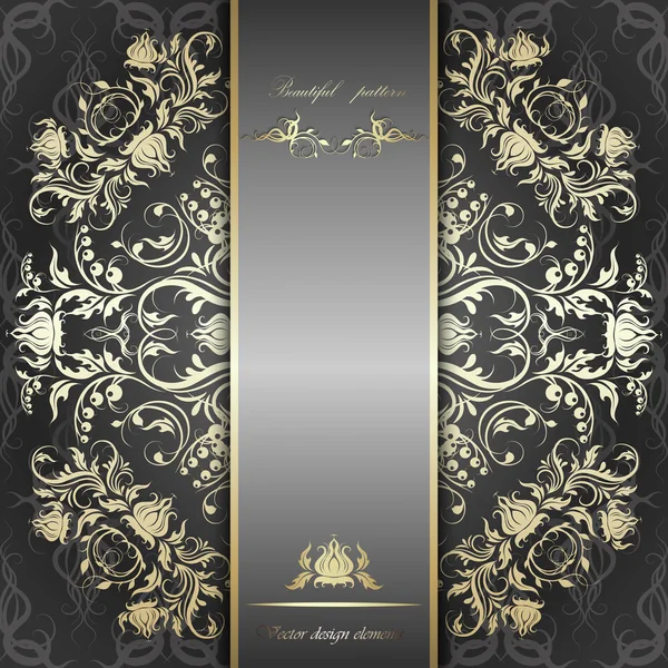 Fondo de plata elegante con patrón de oro — Vector de stock