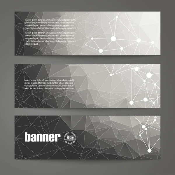 Conjunto de plantillas de diseño en blanco y negro para banners de estilo gráfico geométrico . — Archivo Imágenes Vectoriales