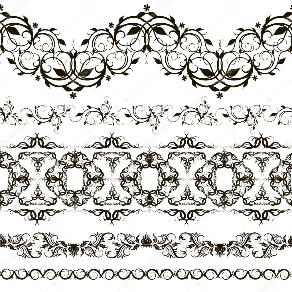 Set of horizontal lace pattern, decorative elements