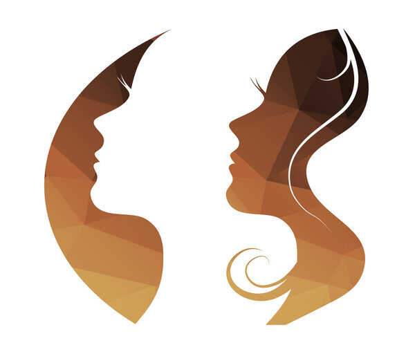vector beautiful women and girl silhouettes