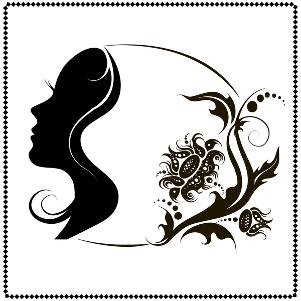 Hermosa silueta de cara femenina en perfil — Vector de stock