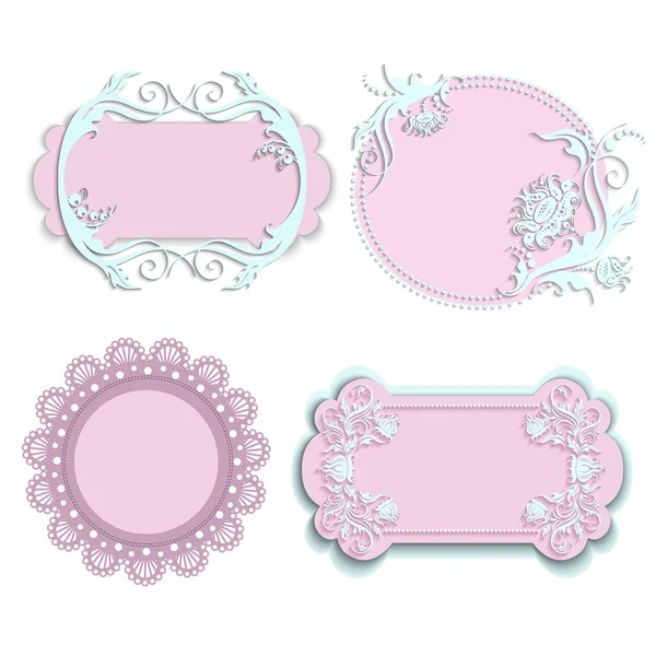 Set of pink frames for girls — Stock Vector