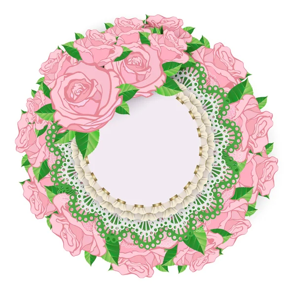 美しい布でピンクのバラ — ストックベクタ