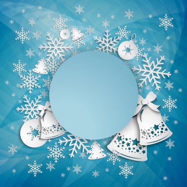 arka plan christmas bells, yay ve kar taneleri, illüstrasyon.