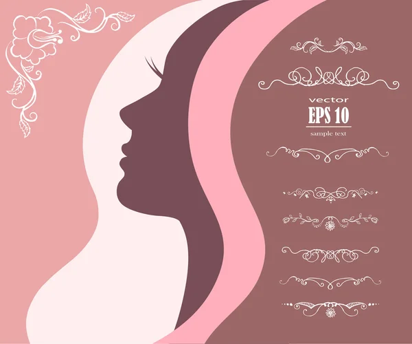 Silhouette de femme aux beaux cheveux — Image vectorielle