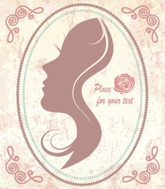 Güzel bir kadının yüzünün Vintage siluet