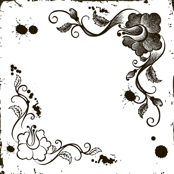 Doodle flower frame grunge — стоковый вектор