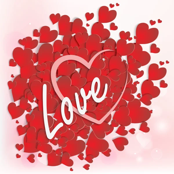 Tarjeta de San Valentín corazones de papel rojo — Vector de stock