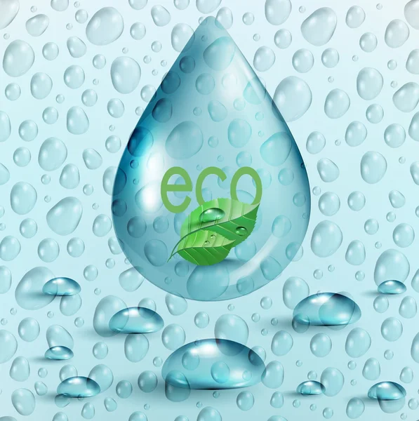 Water drops vector ecology background — Stock Vector