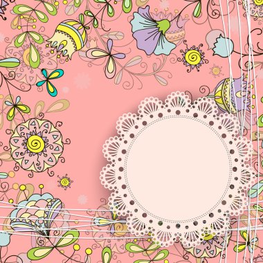 bir çiçek tasarım doodle stiliyle kartı