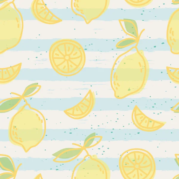Бесшовный узор с лимонными фруктами — стоковый вектор