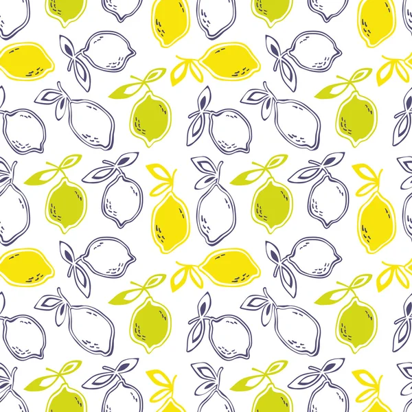 Padrão sem costura com frutas de limão — Vetor de Stock