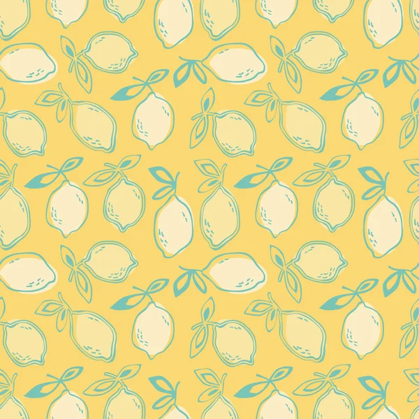 Бесшовный узор с лимонными фруктами — стоковый вектор