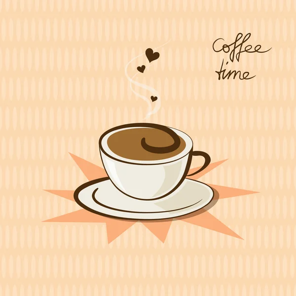 Coffee cup and hearts — Stock Vector