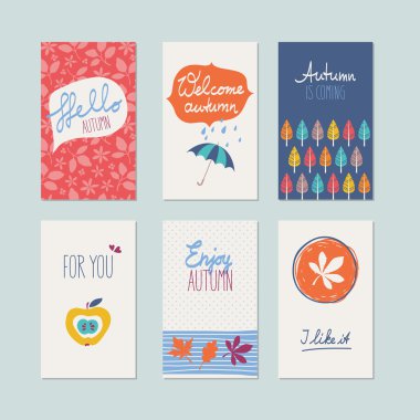 Dekoratif sonbahar kart dizisini