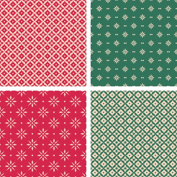 Conjunto de patrones de Navidad sin costuras en estilo vintage — Vector de stock