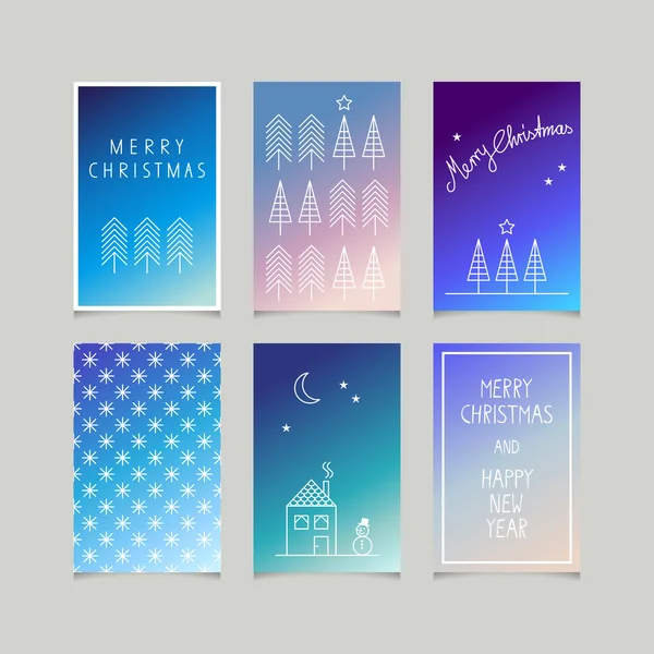 Ensemble de cartes de Noël décoratives — Image vectorielle