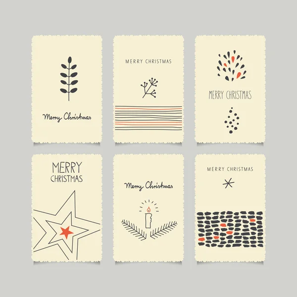 装飾的なクリスマス カードのセット — ストックベクタ
