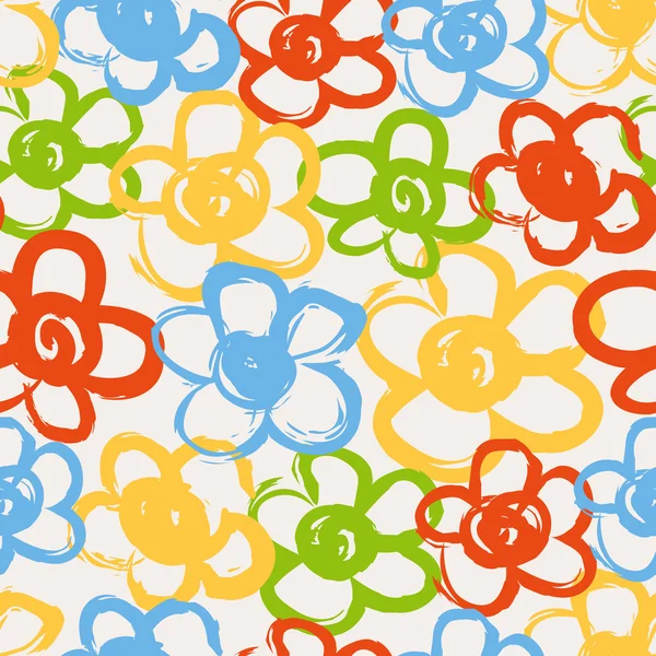 Seamless pattern with hand drawn flowers — Stock Vector