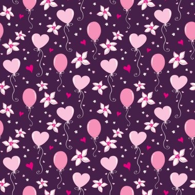 Kalpler, balonlar ve çiçekler ile Seamless Modeli