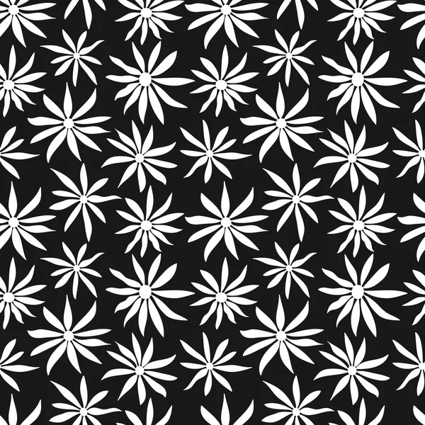 Bezešvé černé a bílé květinové vzory — Stockový vektor