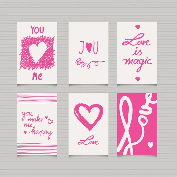 Conjunto de tarjetas románticas — Vector de stock