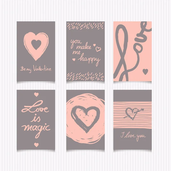 Conjunto de tarjetas románticas — Vector de stock