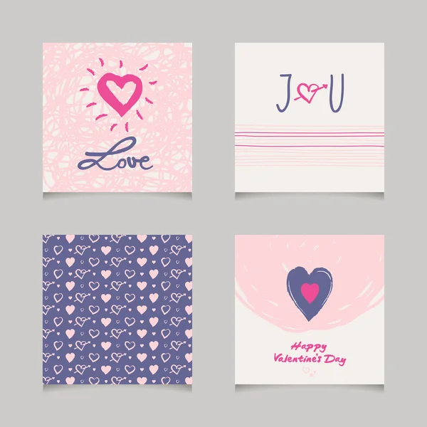Conjunto de tarjetas románticas — Vector de stock