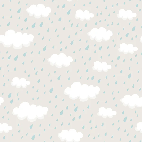 Motif sans couture avec nuages de pluie et gouttes de pluie — Image vectorielle