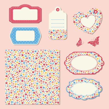 çiçek Dikişsiz desen ve etiketleri ile ayarla