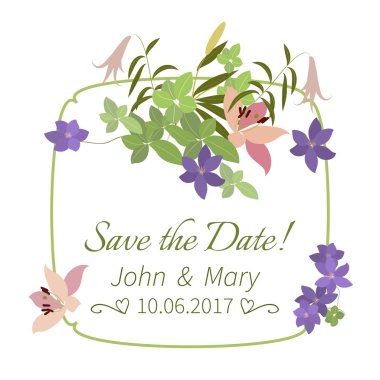 Lily ve arabis çiçekli tebrik kartı