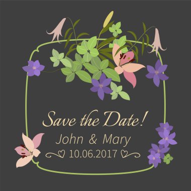 Lily ve arabis çiçekli tebrik kartı