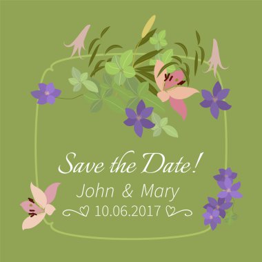 Lily ve arabis çiçekli tebrik kartı