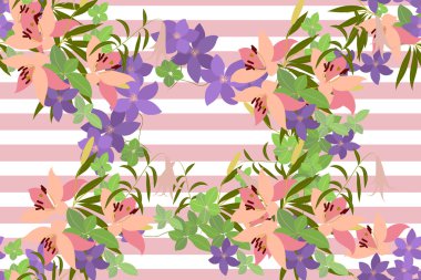 Lily ve arabis çiçekli tebrik kartı