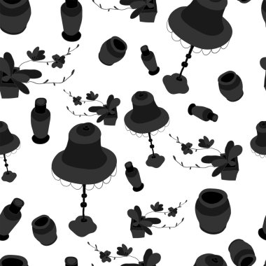 Vazo, lamba ve orkide çiçek desenle