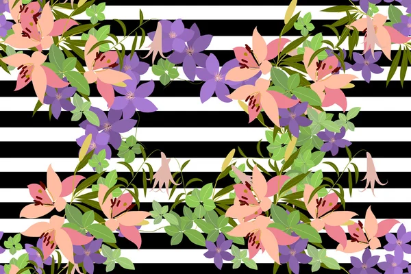ハタザオとユリの花とグリーティング カード — ストックベクタ