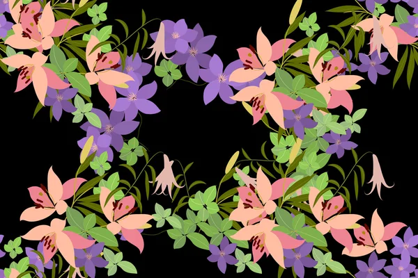 Wenskaart met lily en arabis bloemen — Stockvector