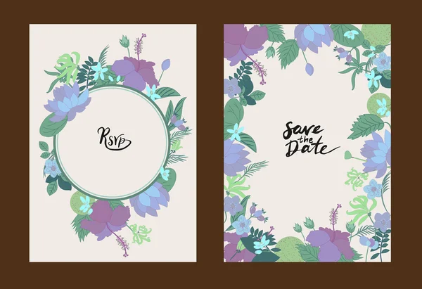 Collection de cartes de vœux floraux — Image vectorielle