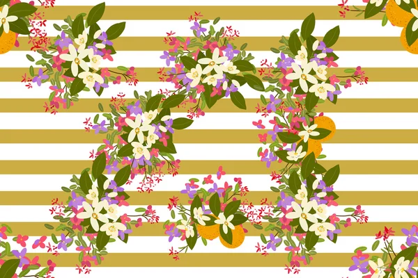 Arabis floral y fondo naranja — Vector de stock